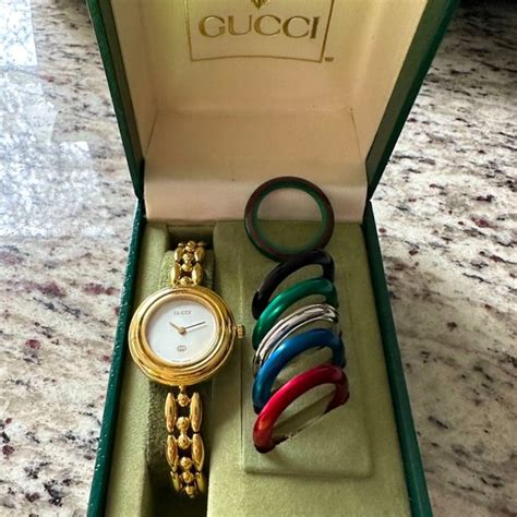 vintage gucci watches with interchanges bezels|vintage gucci change bezel watch.